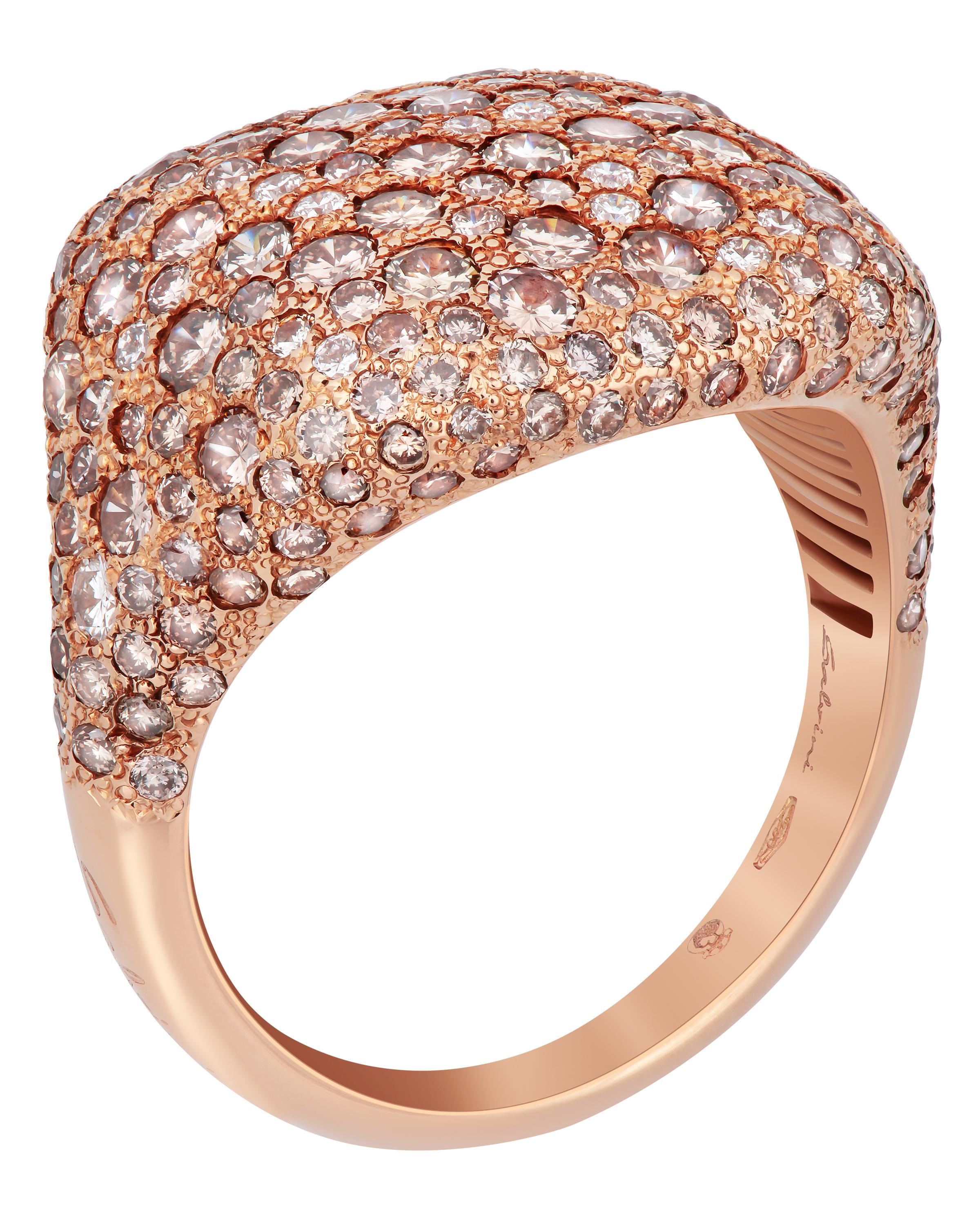 Contemporary SALVINI 18K Rose Gold, Diamond Signet Ring sz 6.75 For Sale