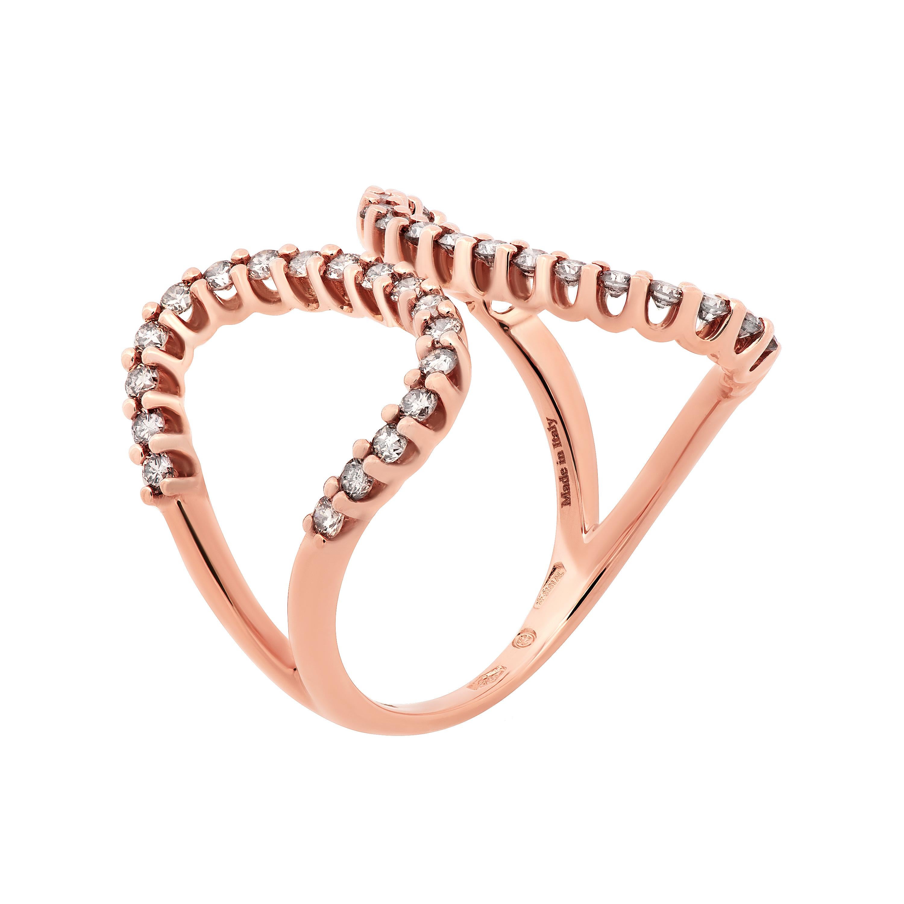 Contemporary SALVINI 18K Rose Gold, Diamond Wrap Ring sz 6 For Sale