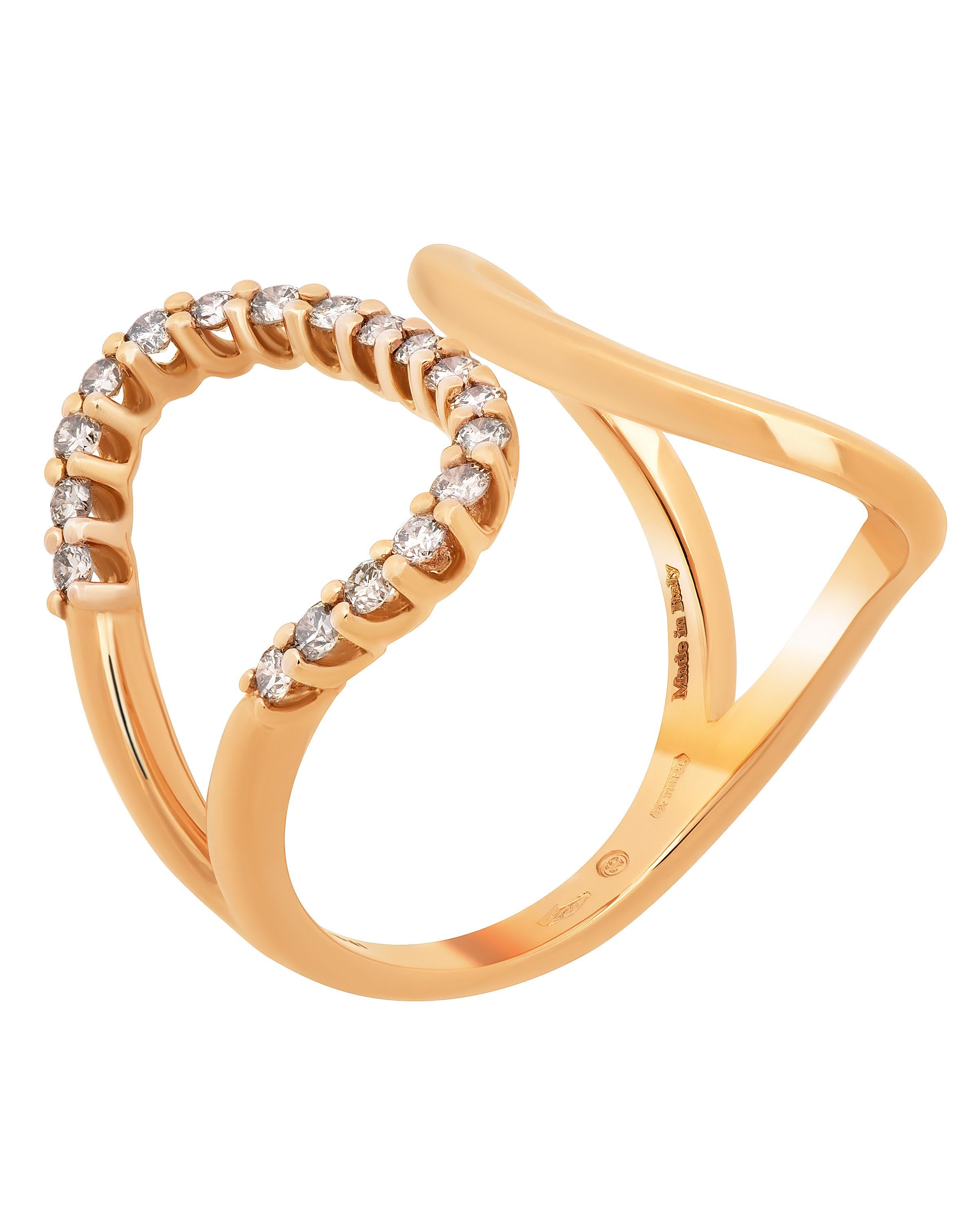Contemporary SALVINI 18K Rose Gold, Diamond Wrap Ring sz 6.75 For Sale