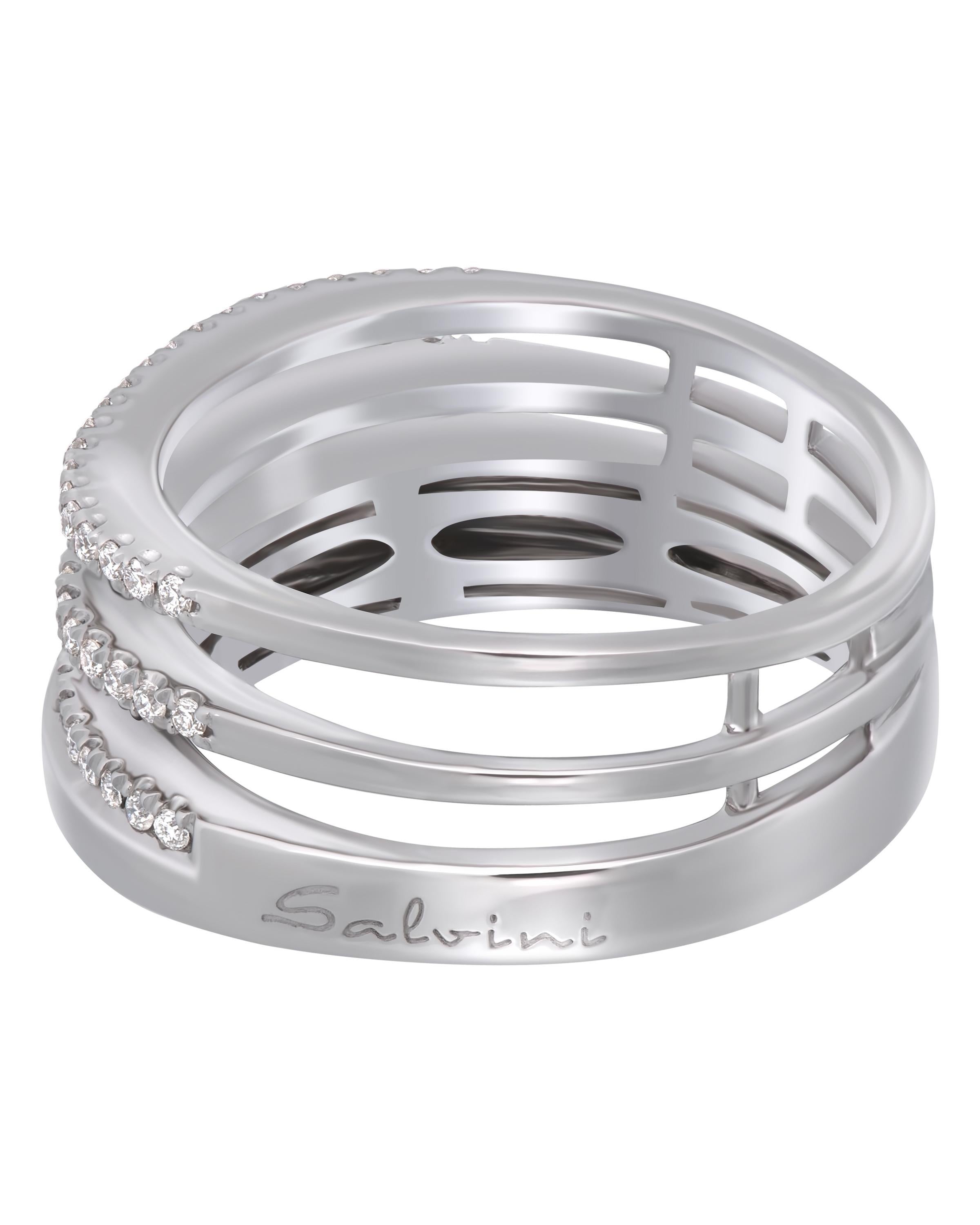 Contemporary SALVINI 18K White Gold Diamond Band Ring sz 6.5 For Sale
