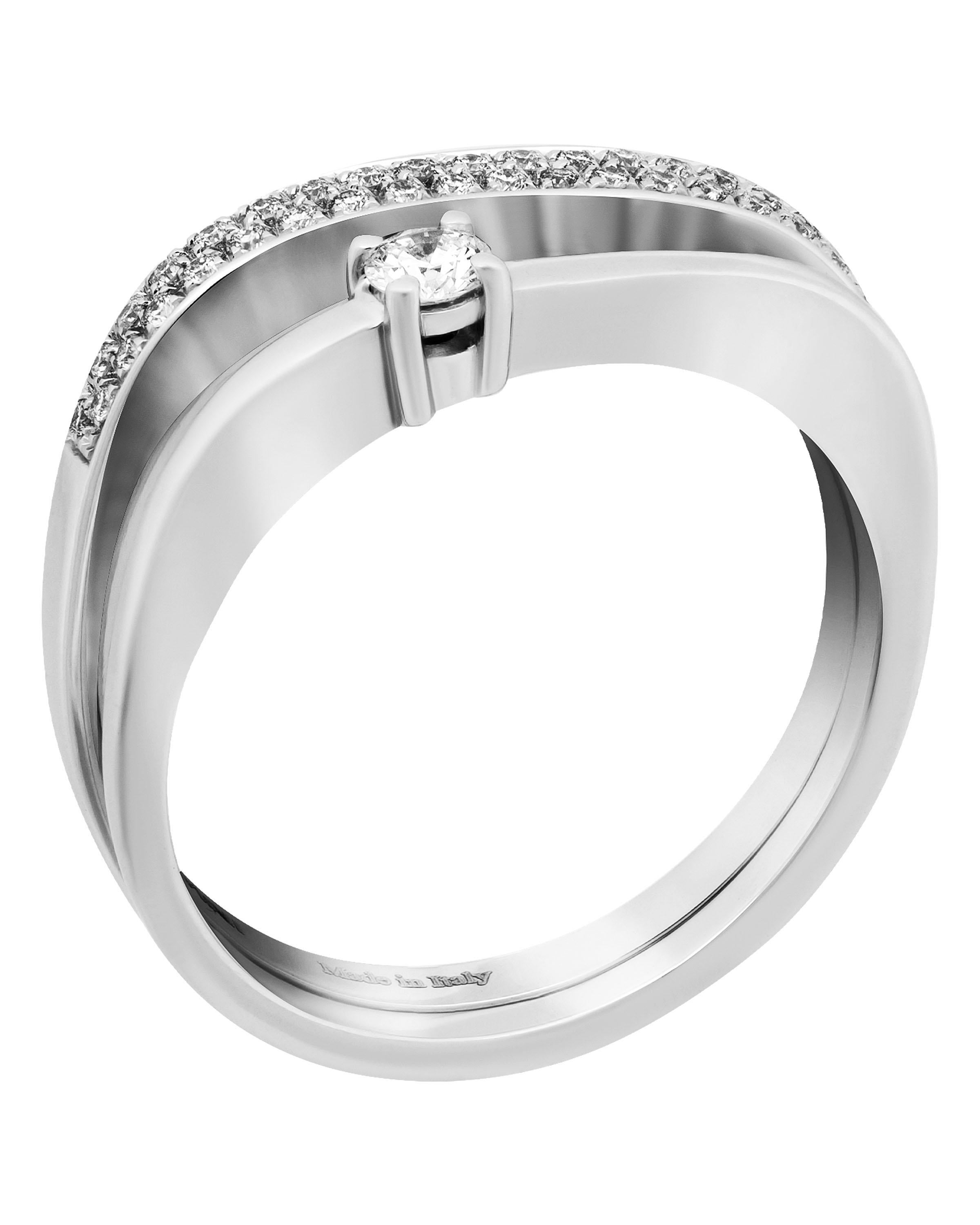 Contemporary SALVINI 18K White Gold, Diamond Band Ring sz 6.5 For Sale