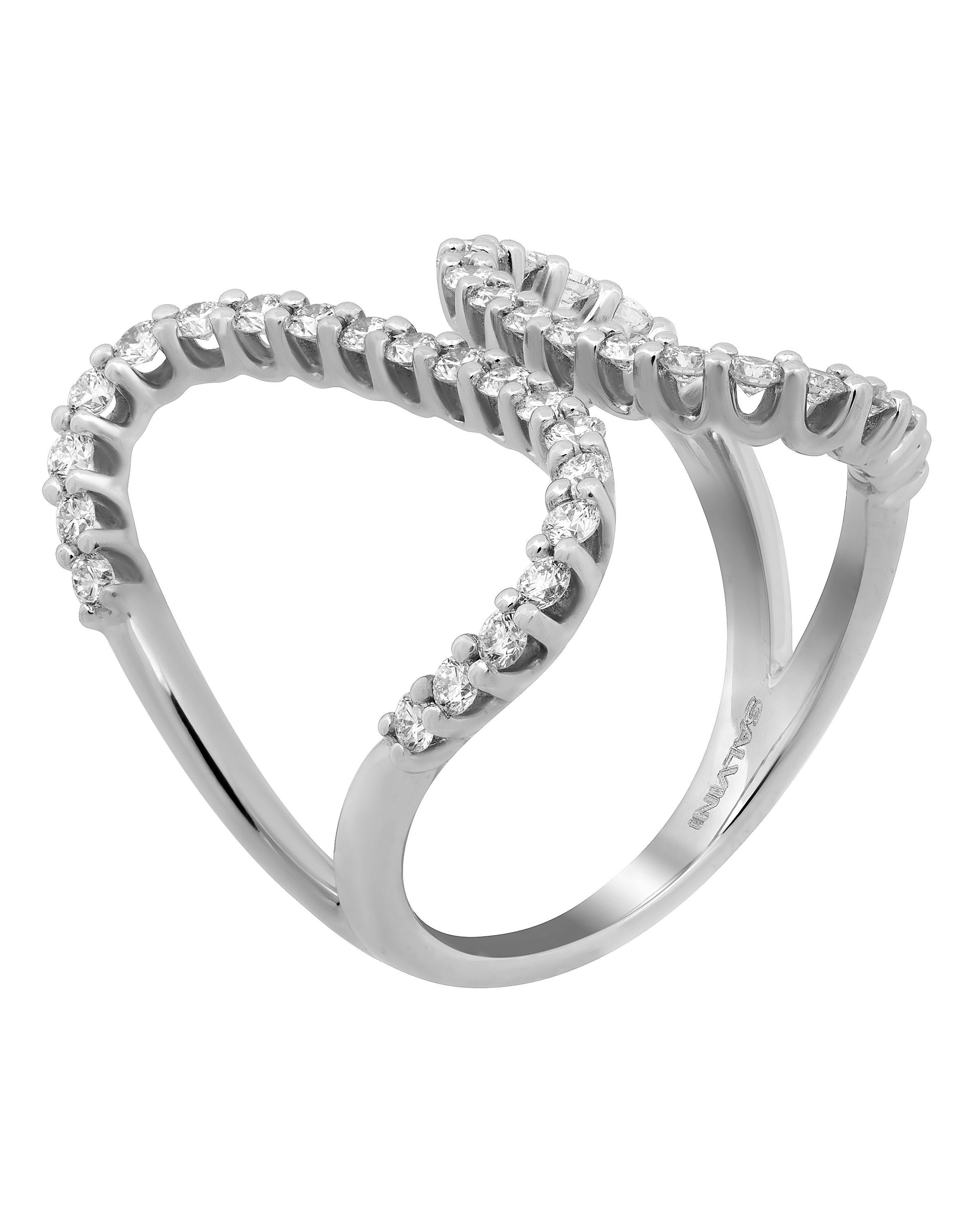 Contemporary SALVINI 18K White Gold, Diamond Wrap Ring sz 6 For Sale