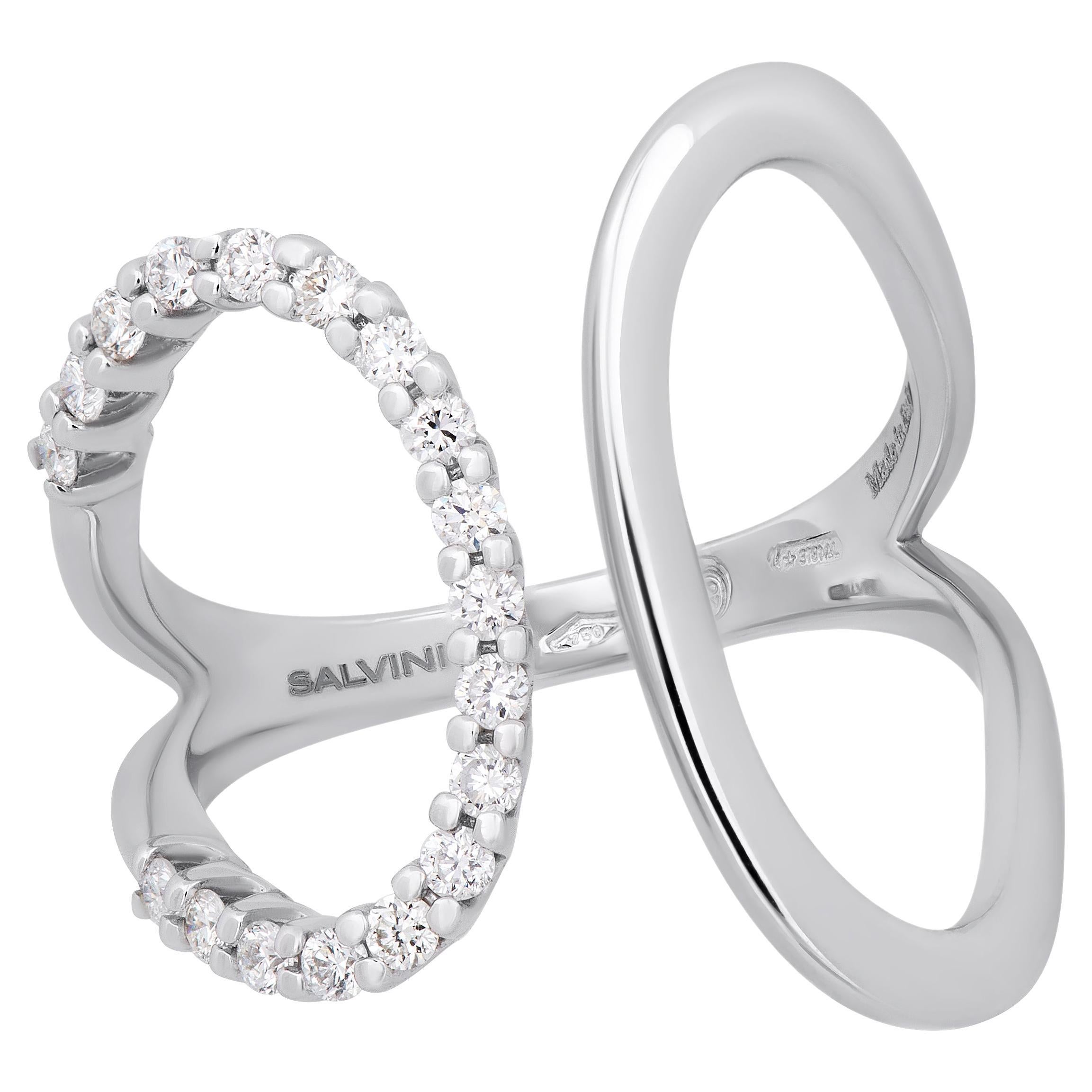 Bague portefeuille SALVINI en or blanc 18 carats et diamants, taille 6,75