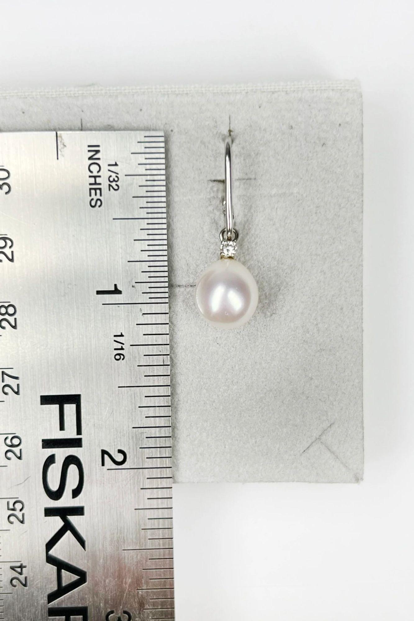Salvini Diamonds and Pearls White Gold Earrings For Sale 1