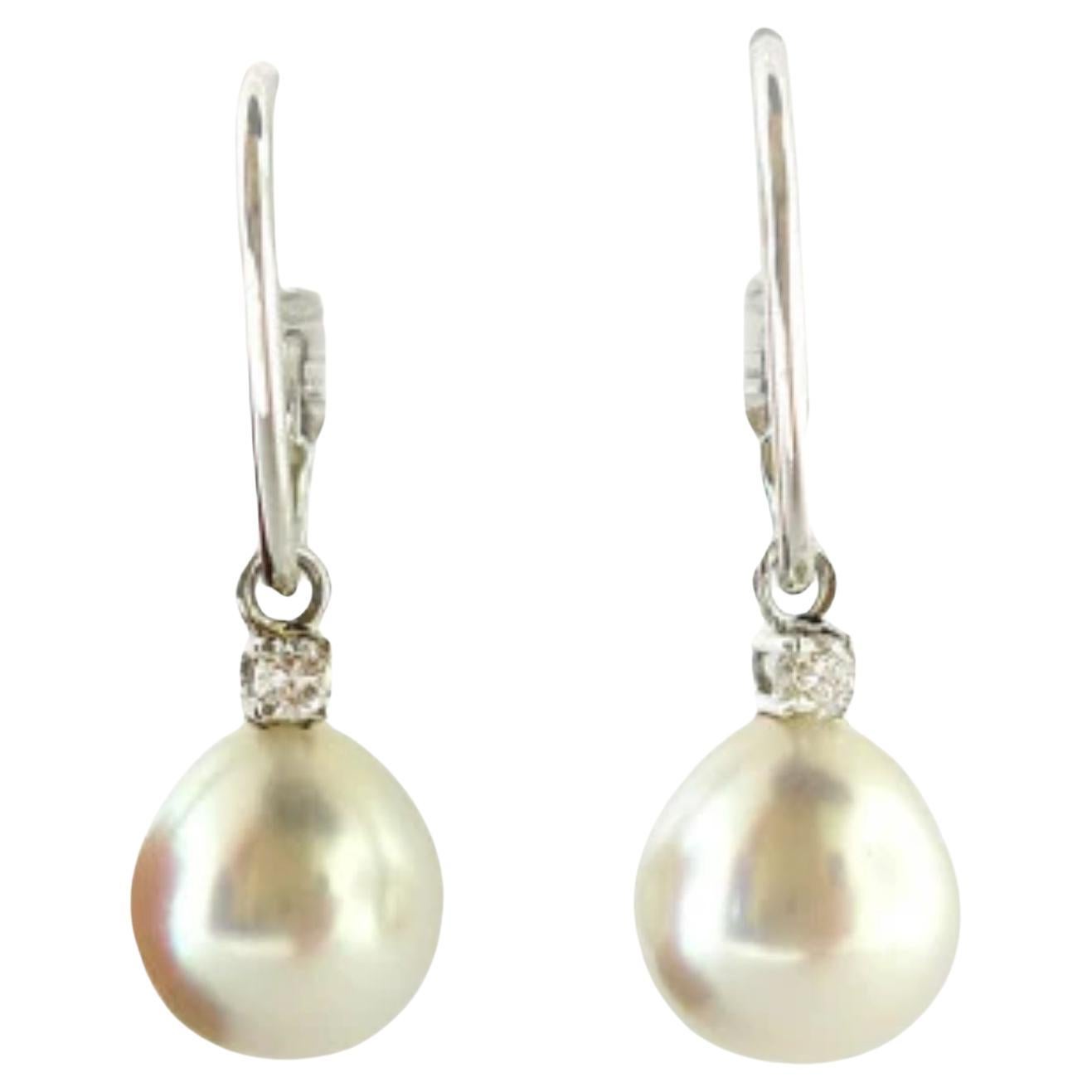 Salvini Diamonds and Pearls White Gold Earrings