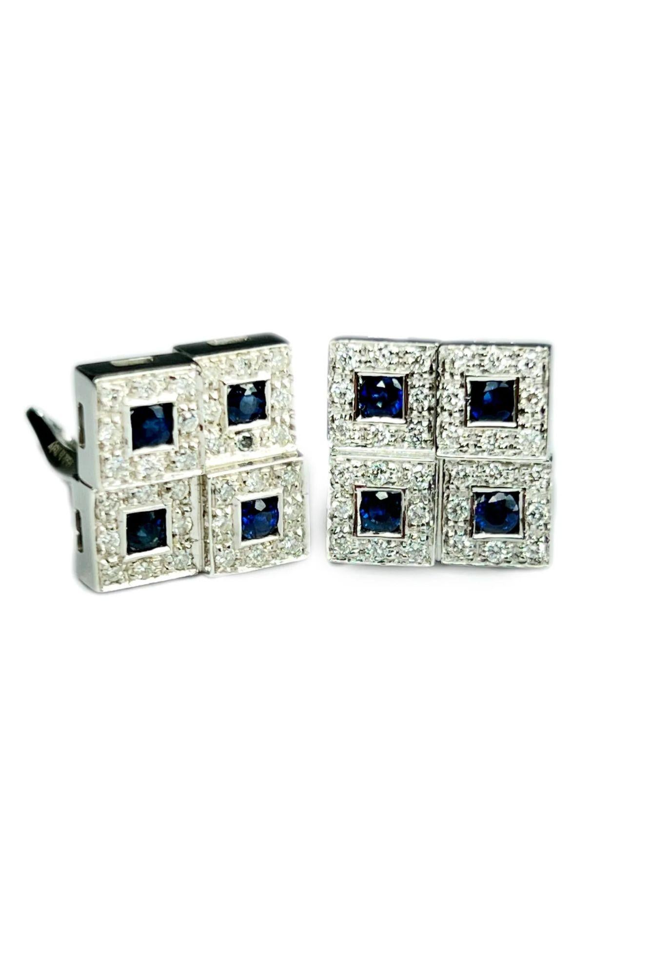 Salvini Diamonds and Sapphires White Gold Earrings For Sale 1