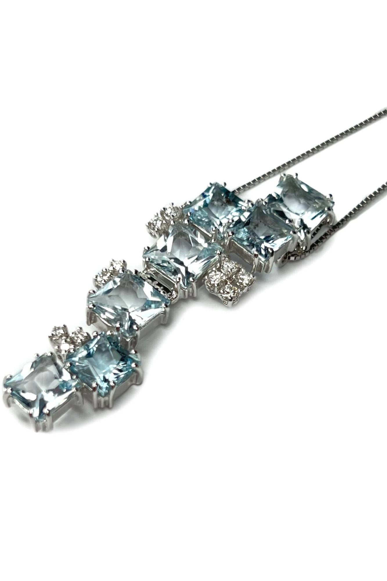 Salvini Diamonds and Aquamarines White Gold Pendant For Sale 1