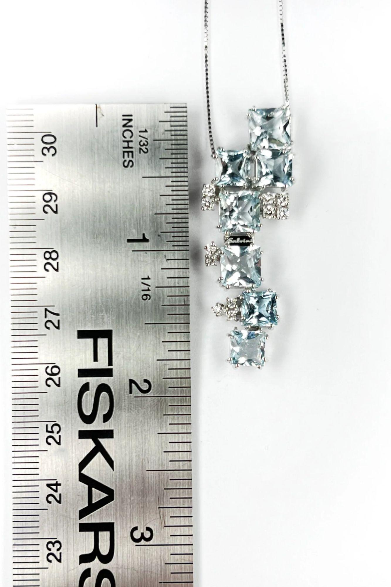 Salvini Diamonds and Aquamarines White Gold Pendant For Sale 3