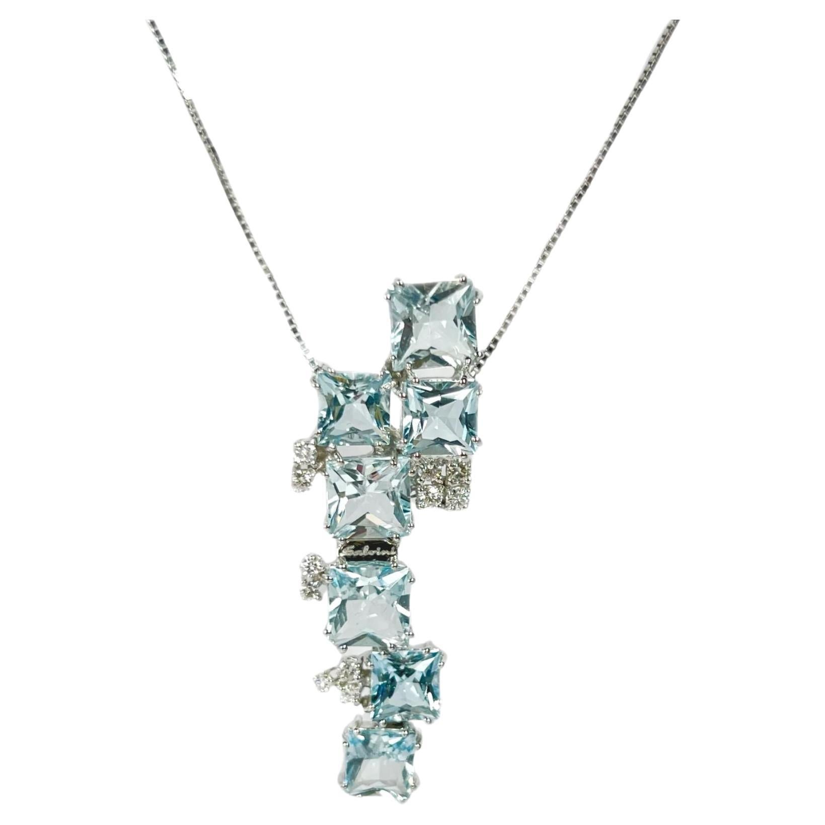 Salvini Diamonds and Aquamarines White Gold Pendant