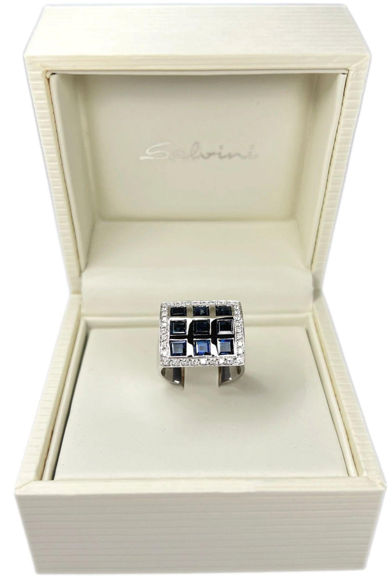 Modern Salvini Diamonds and Blue Sapphires White Gold Ring For Sale