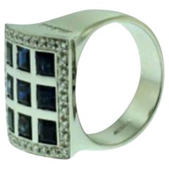 Salvini Diamonds and Blue Sapphires White Gold Ring