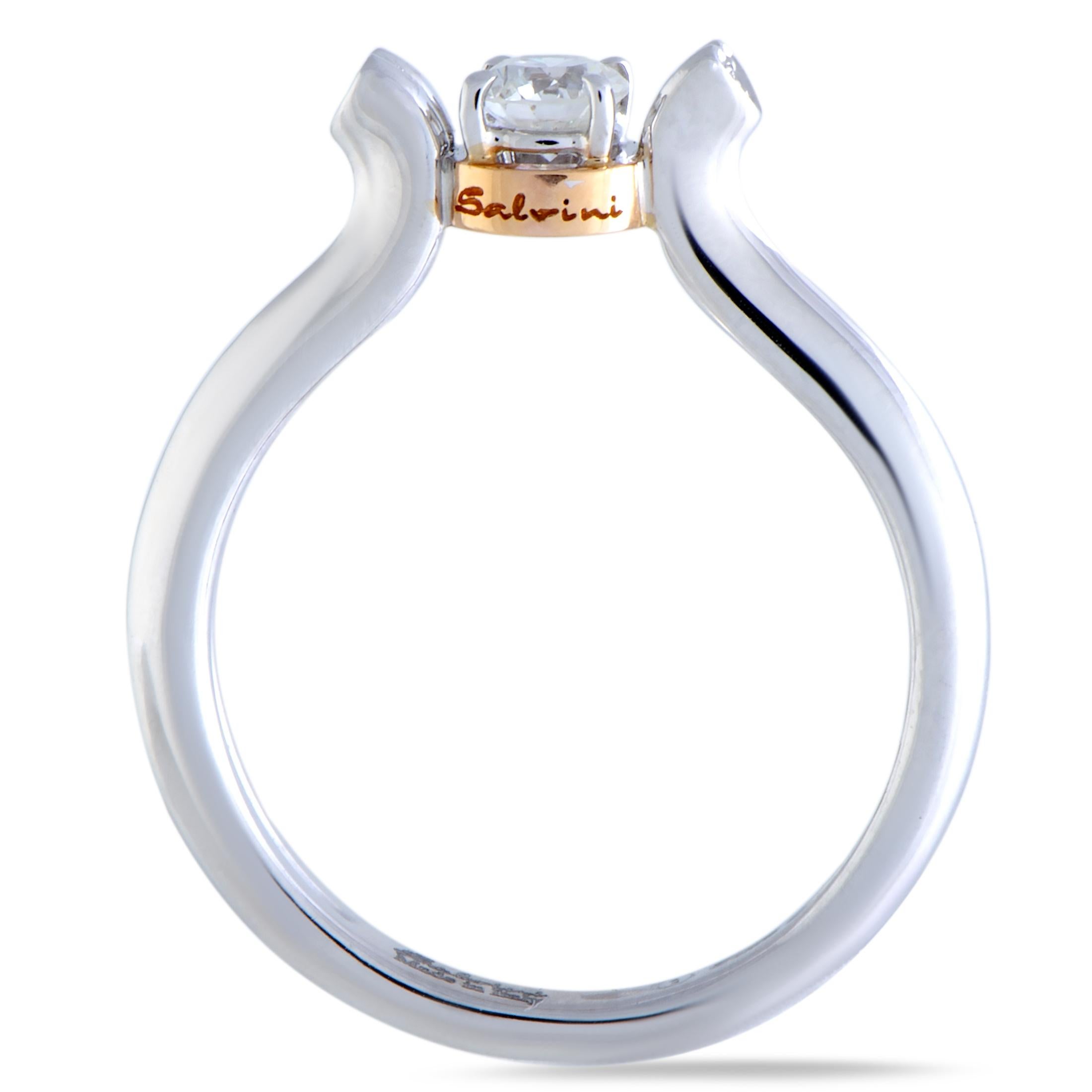 Refined elegance and understated prestige are entwined in this fascinating Salvini ring that is beautifully made of 18K white and 18K rose gold, offering a look of utmost sophistication. The ring is set with scintillating diamonds that amount to