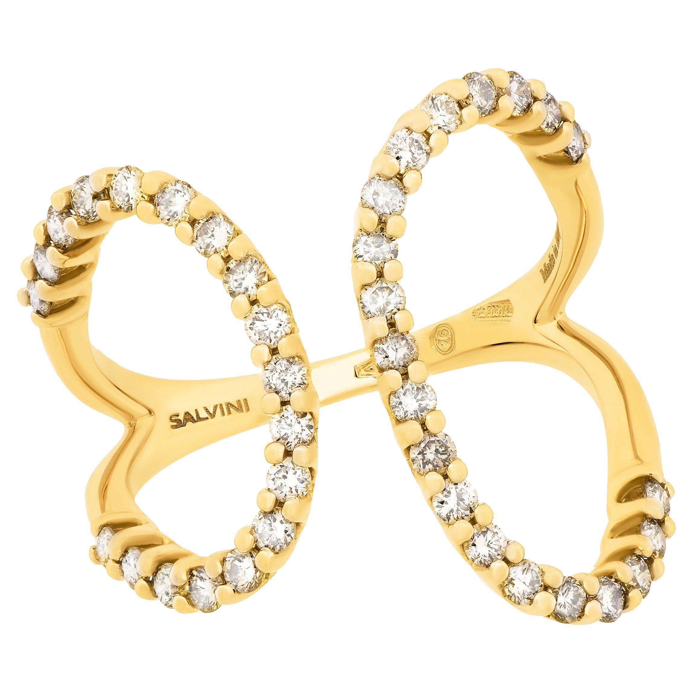 SALVINI 18K Yellow Gold, Diamond Wrap Ring sz 6.5 For Sale
