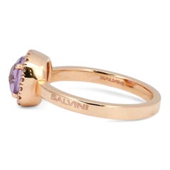 Salvini Amethyst and Diamond Halo Ring 18K Rose Gold Size 6.5