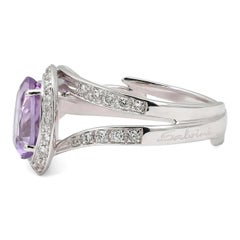 Salvini Amethyst & Diamond Crossover Cocktail Ring 18K White Gold Size 6.75