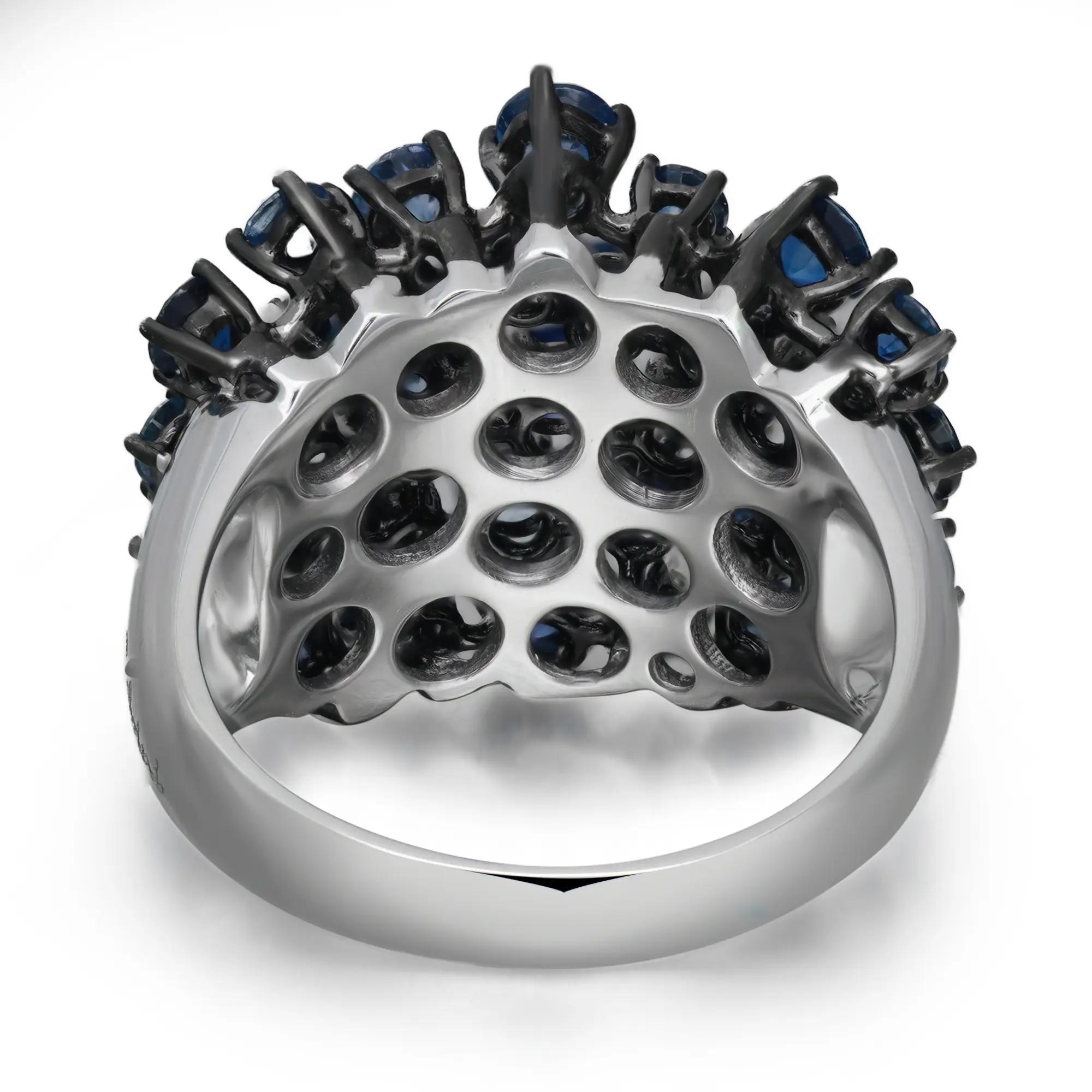 Modern Salvini Blue Sapphire 3.85Ctw And Diamond 0.20Ctw Cocktail Ring 18K White Gold For Sale