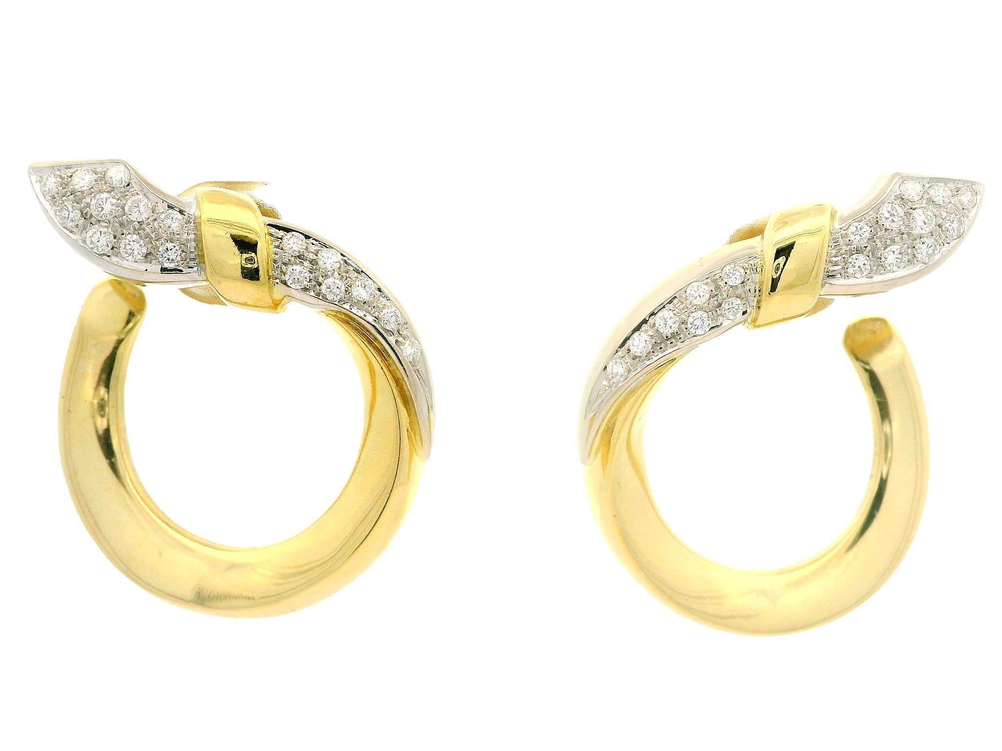 Salvini By Damiani 18k Two Tone Gold 0.34ctw Diamond Wrap Snake Earrings In Excellent Condition For Sale In Montclair, NJ
