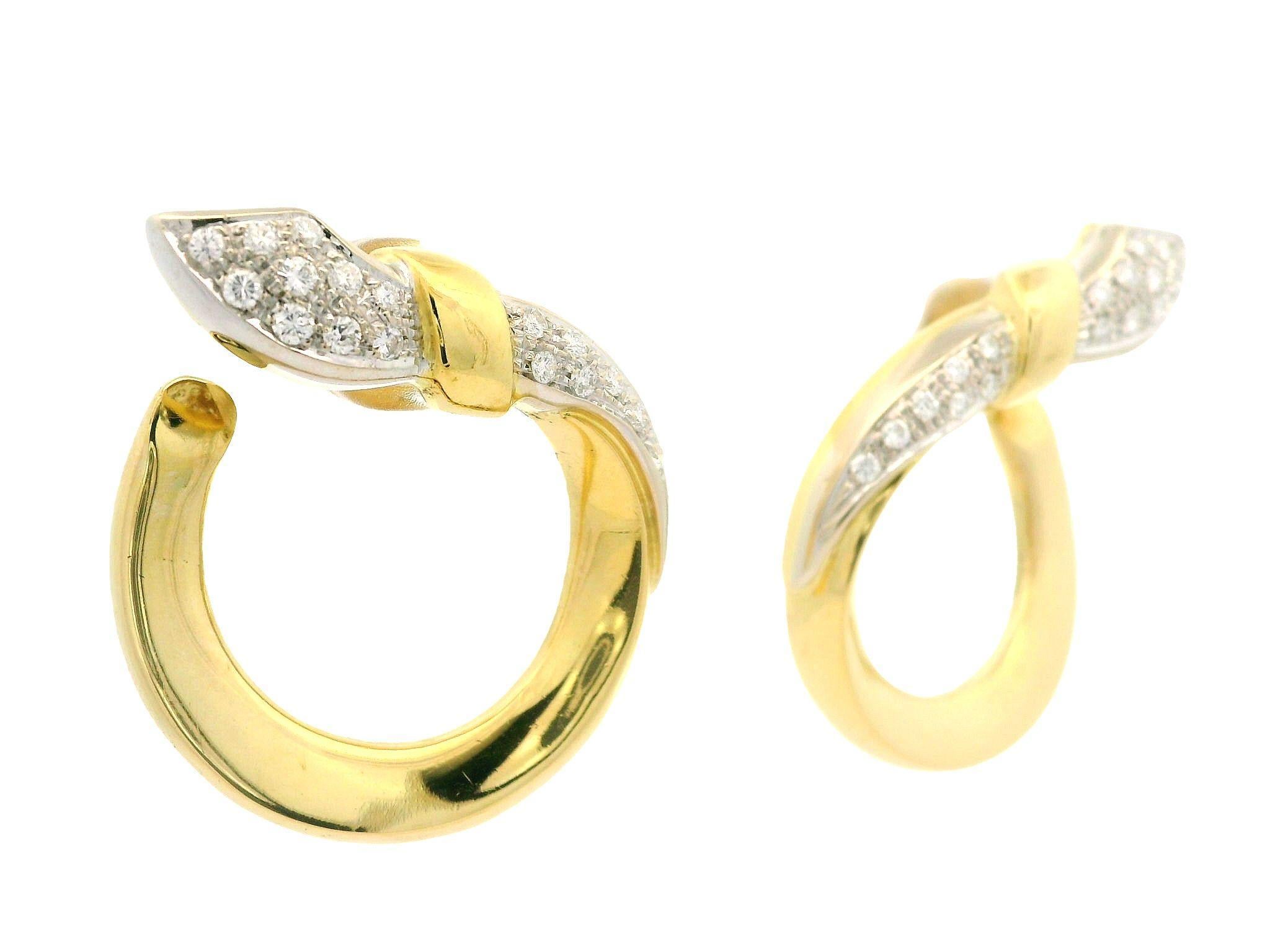 Women's Salvini By Damiani 18k Two Tone Gold 0.34ctw Diamond Wrap Snake Earrings For Sale