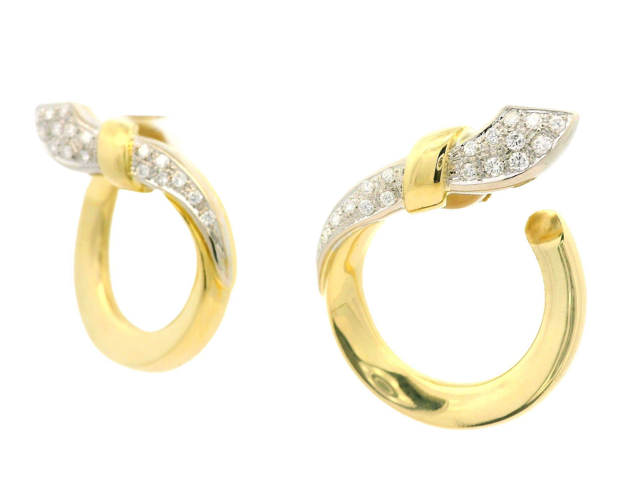 Salvini By Damiani 18k Two Tone Gold 0.34ctw Diamond Wrap Snake Earrings For Sale 1