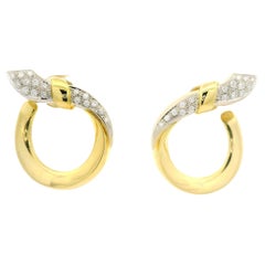 Salvini By Damiani Pendientes Envolventes de Serpiente de Oro de Dos Tonos de 18k y 0,34 ctw de Diamantes