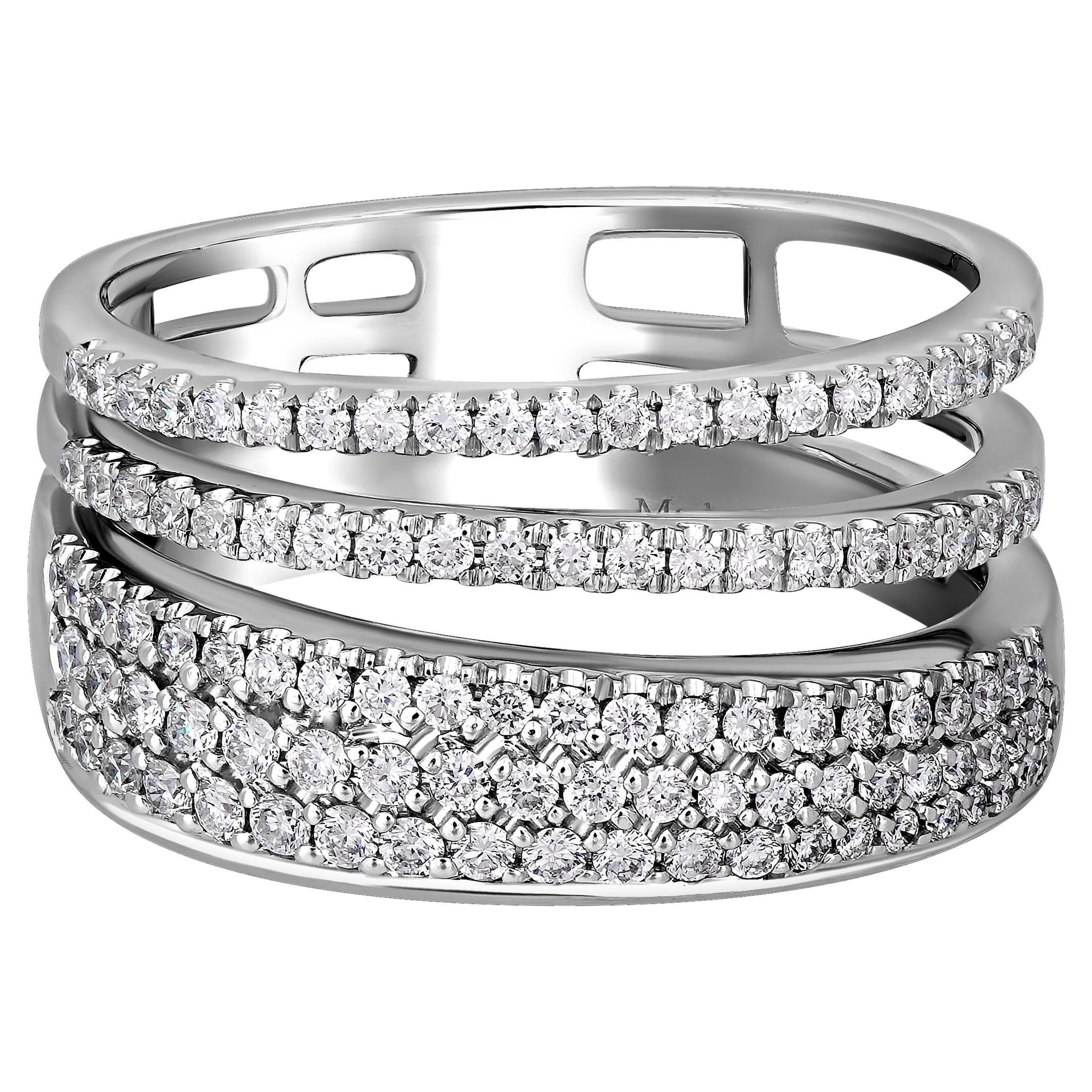 Salvini By Damiani Euforia S 18K White Gold Diamond Ring Sz. 7.75 For Sale