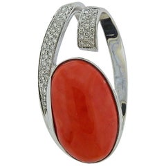 Salvini Coral Diamond Gold Slide Pendant