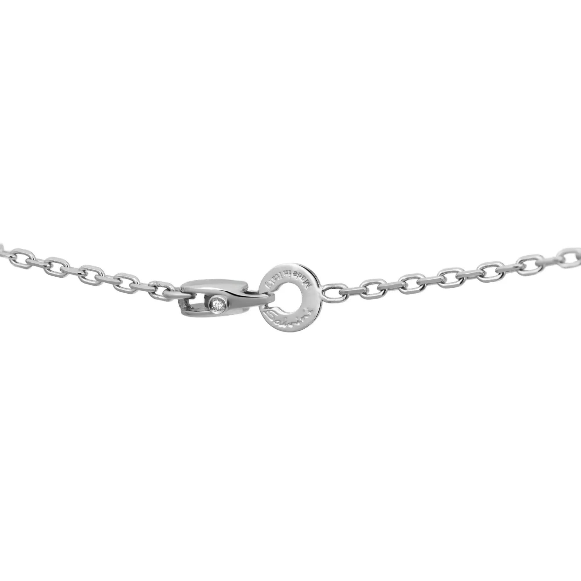 Women's or Men's Salvini Diamond And Onyx Bar Pendant Necklace 18K White Gold 0.10Cttw For Sale