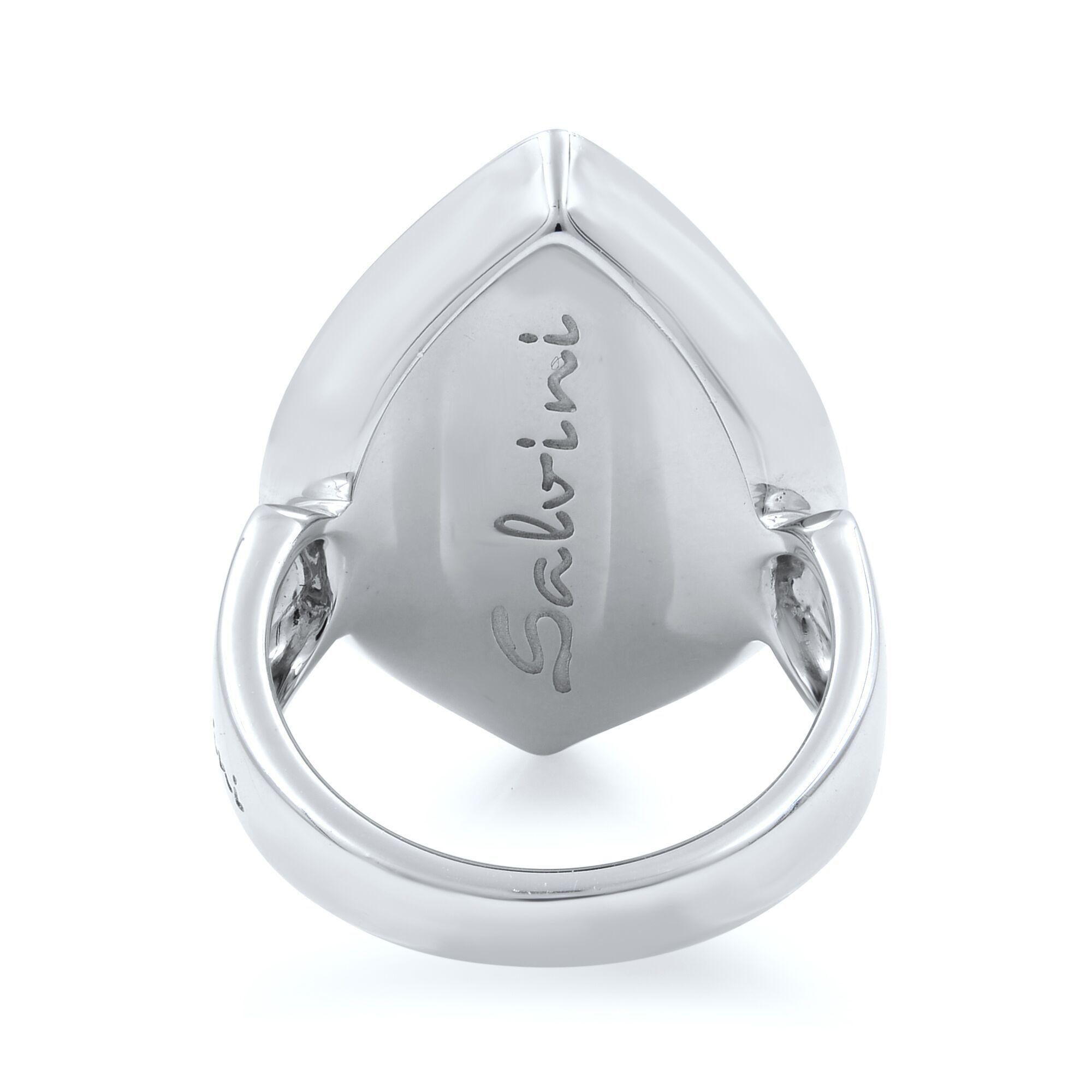 Modern Salvini Diamond Cocktail Signet Ladies Ring 18k White Gold 0.60 Cttw For Sale