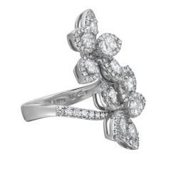 Salvini Diamant-Doppelblumen-Cocktailring 18K Weißgold 1,60 Gesamtgröße 6,5