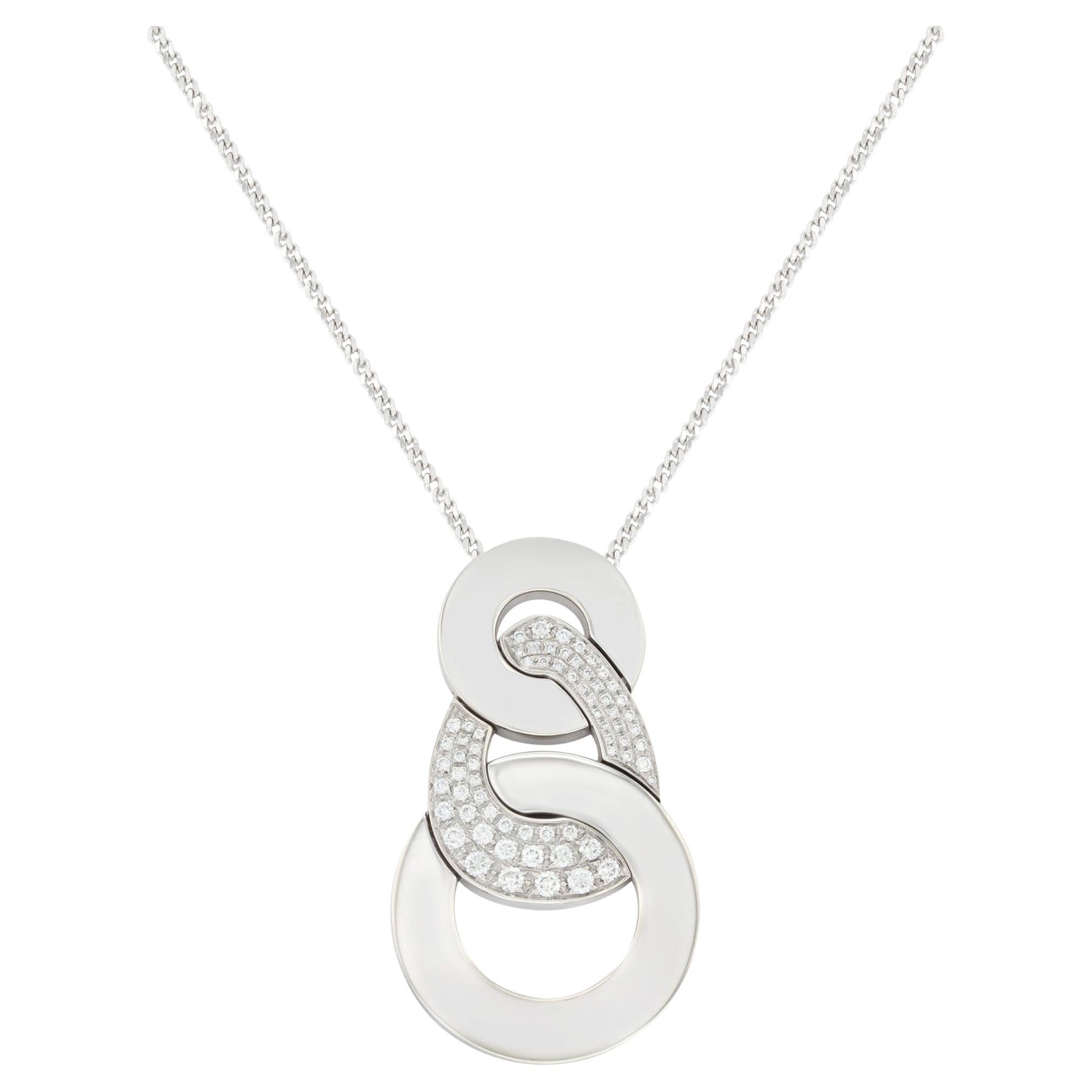 Salvini Diamond Pendant Necklace 18k White Gold 1.30 Cttw  For Sale