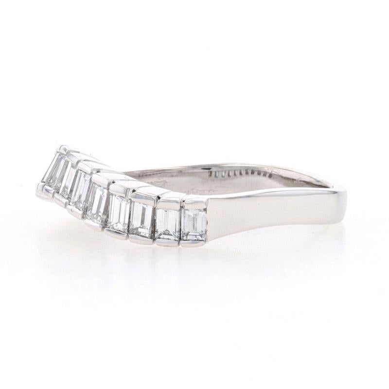 Taille baguette Salvini Diamond Wave Band - Or blanc 18k .73ctw Curved Wedding Ring en vente