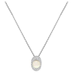 Salvini Collier pendentif pour femme en or blanc 18 carats avec diamants et perles 0,65 carat poids total