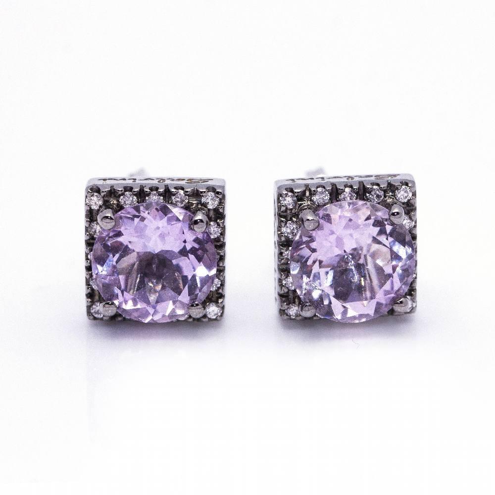 Women's SALVINI Earrings, Gold and Amethysts For Sale