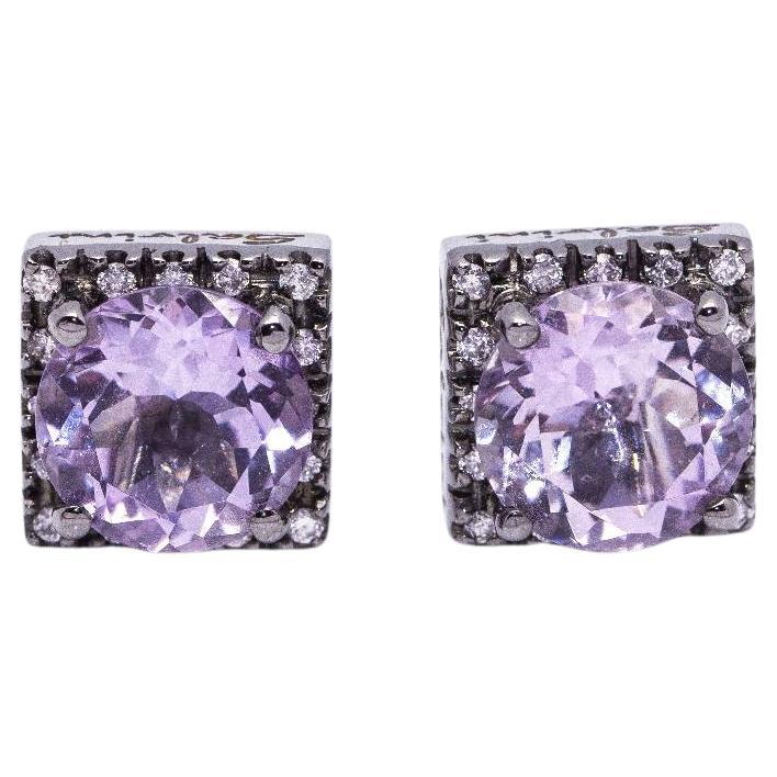 SALVINI Earrings, Gold and Amethysts For Sale
