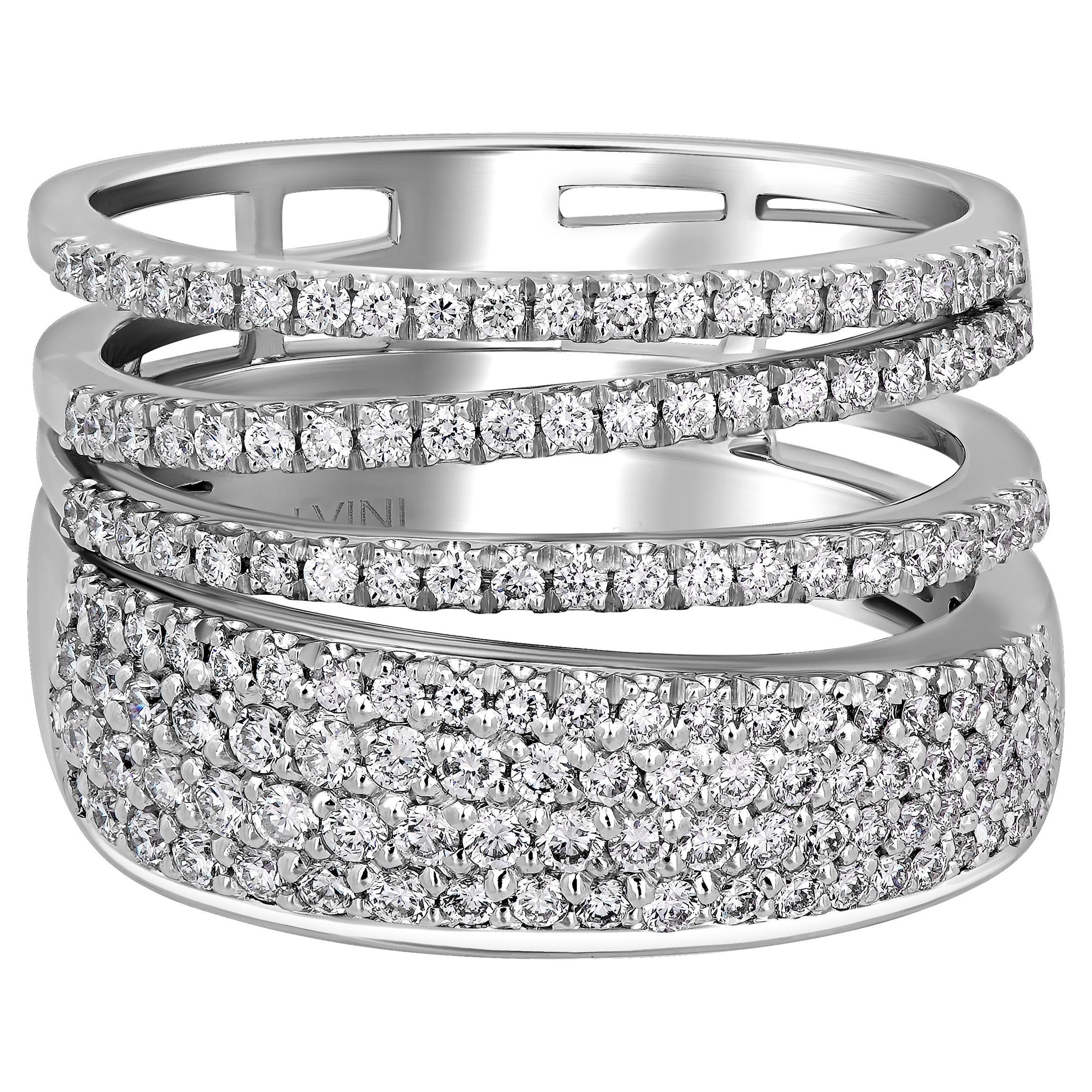 Salvini Bague Euforia S en or blanc 18 carats avec diamants, taille 6,75