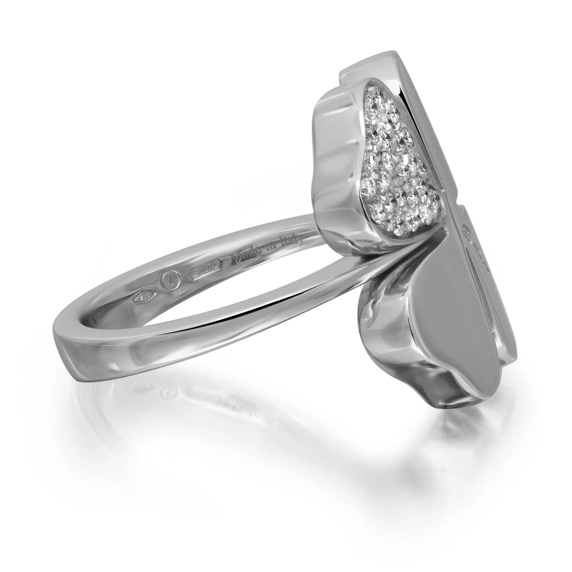 Salvini Anillo Cocktail Diamante Floral Oro Blanco 18K 0.19Cttw Talla 7.25 Corte redondo en venta