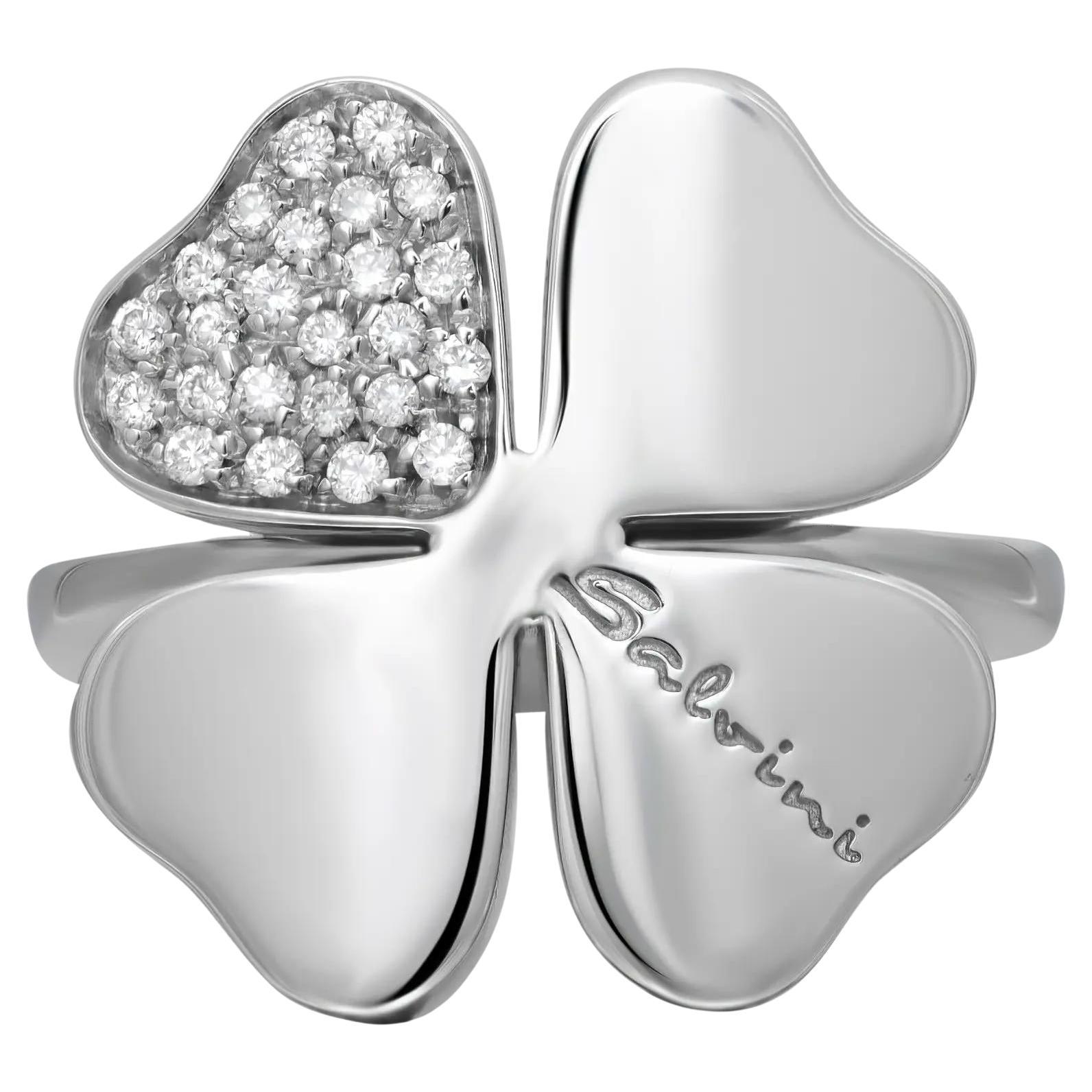 Salvini Anello Cocktail con Diamante Floreale in Oro Bianco 18K 0.19Cttw Misura 7.25