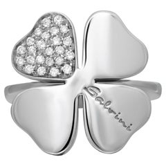 Salvini Anello Cocktail con Diamante Floreale in Oro Bianco 18K 0.19Cttw Misura 7.25