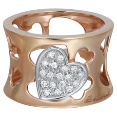 Salvini Hearts Cut Out large anneau en or rose et blanc 18 carats taille 7