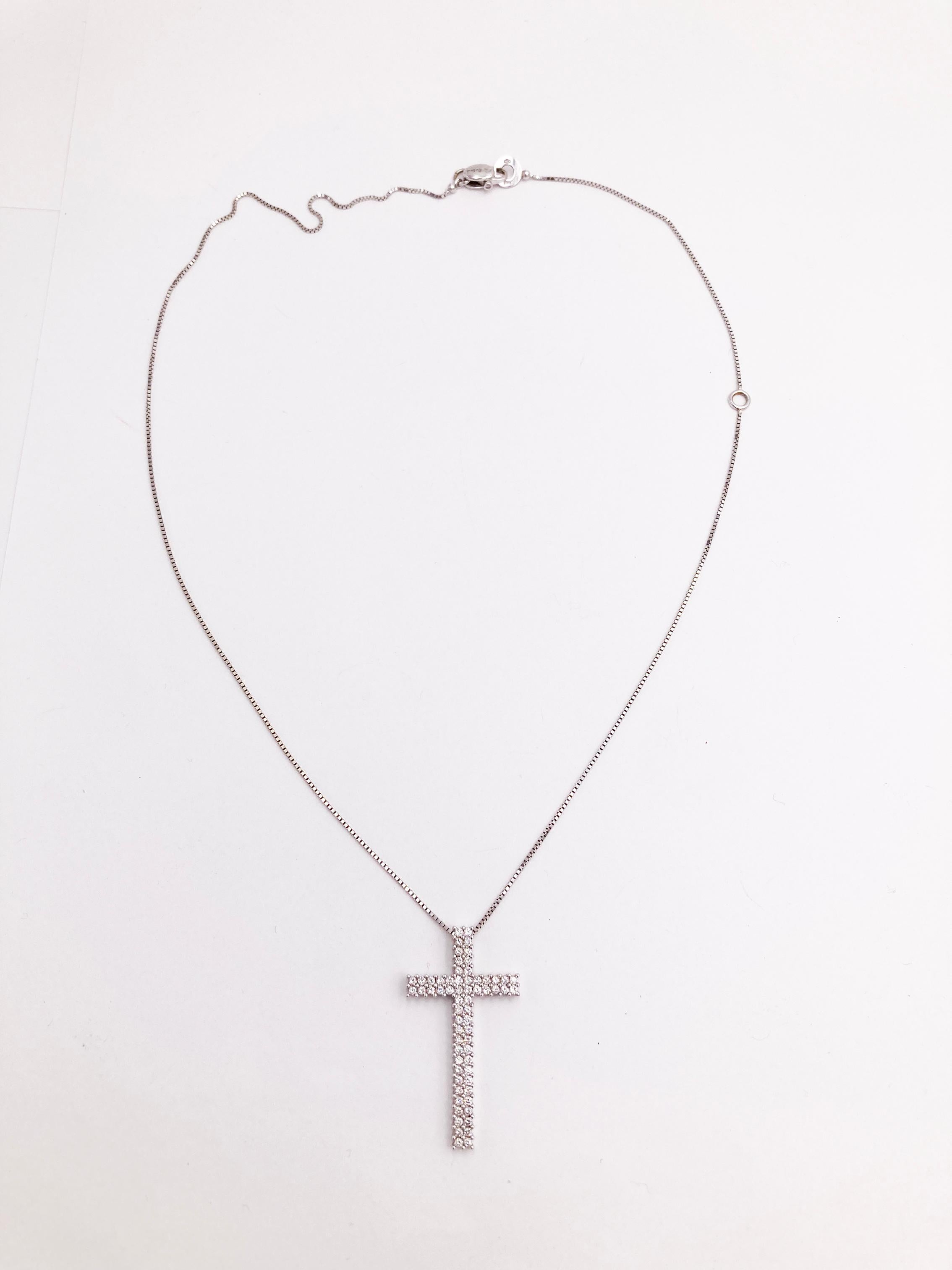 Salvini Modern 1980s Diamonds Cross 18K Gold Cube Chain Necklace Pendant  For Sale 9