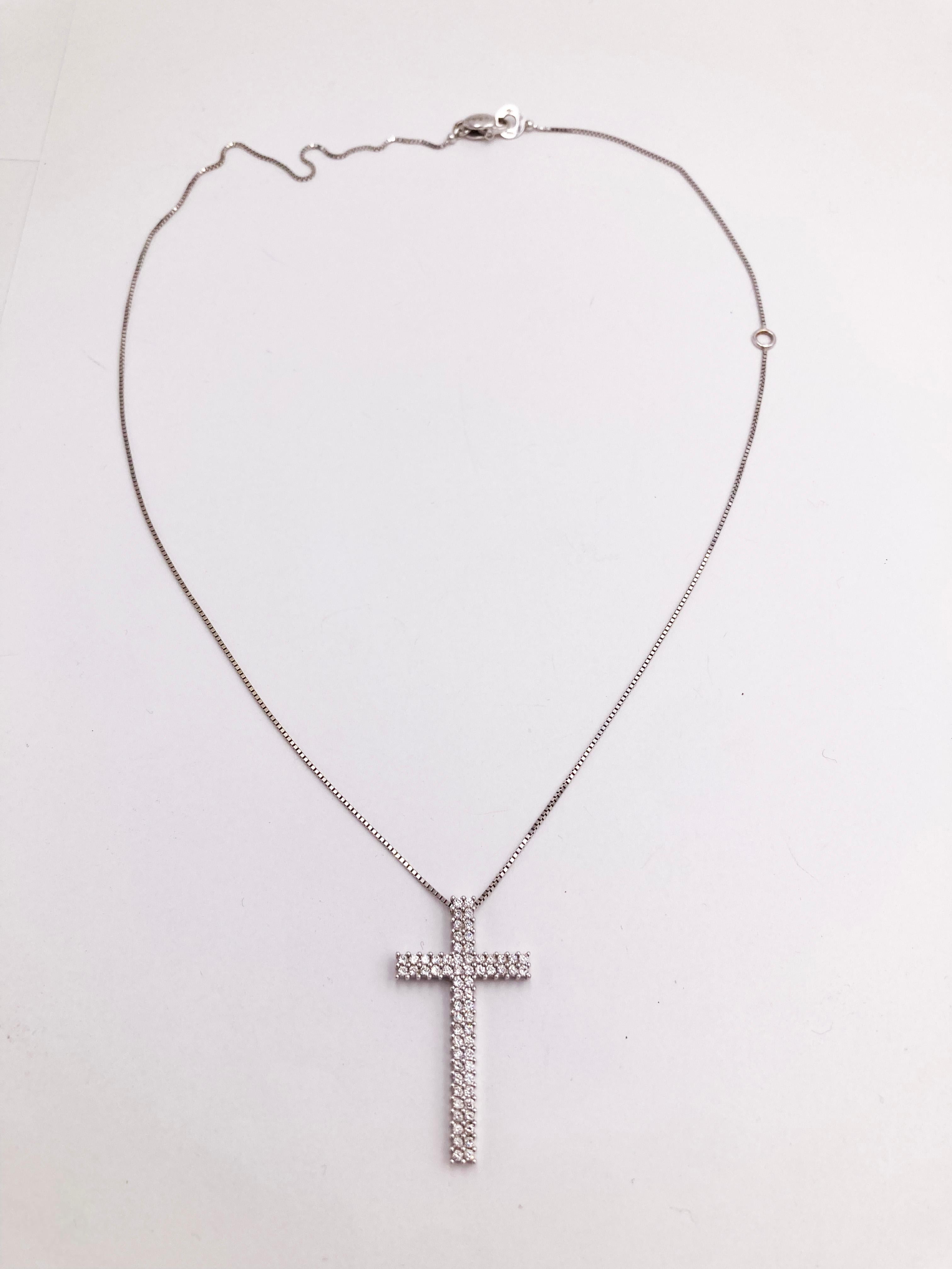 Salvini Modern 1980s Diamonds Cross 18K Gold Cube Chain Necklace Pendant  For Sale 11
