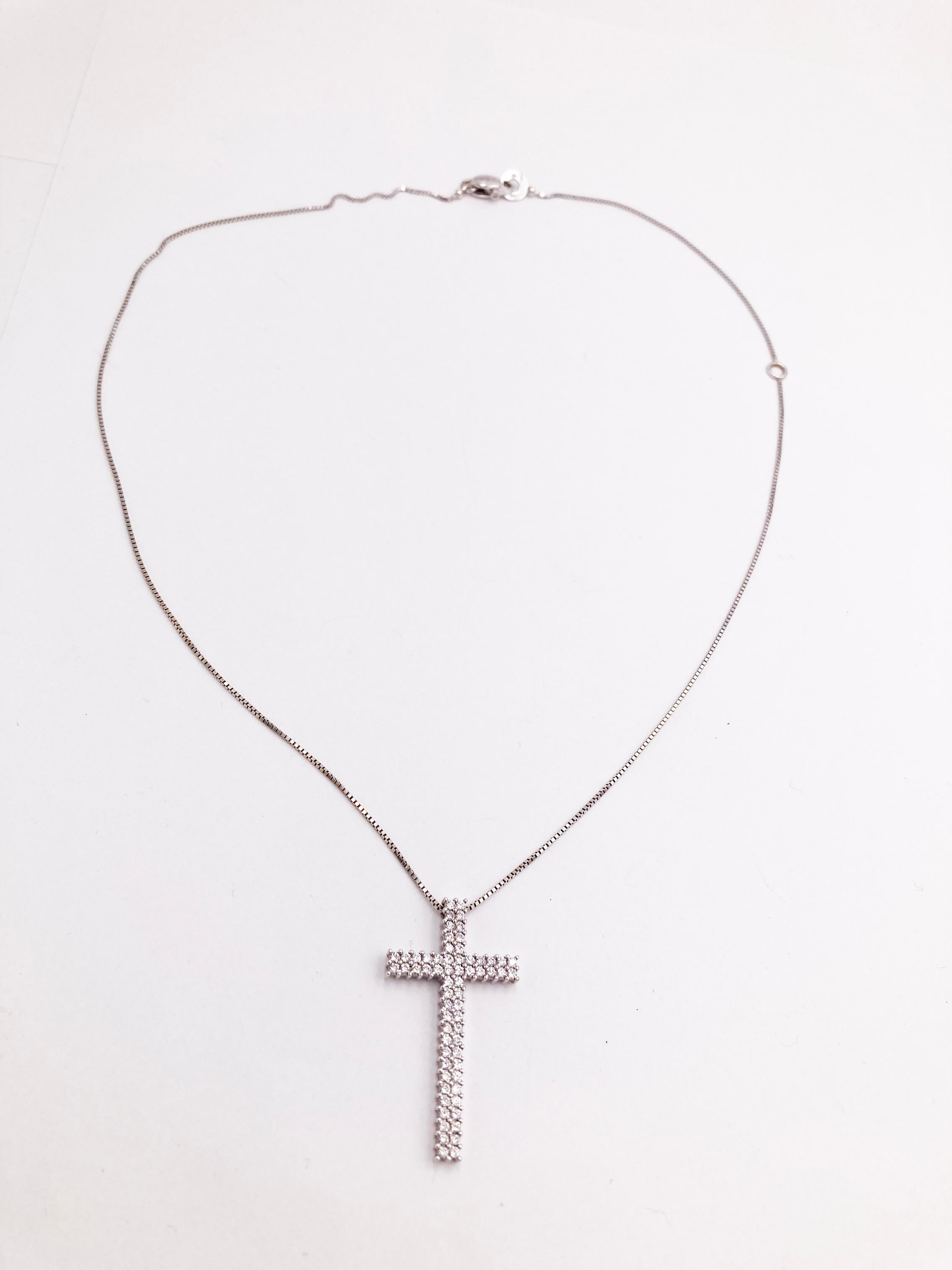 Brilliant Cut Salvini Modern 1980s Diamonds Cross 18K Gold Cube Chain Necklace Pendant  For Sale