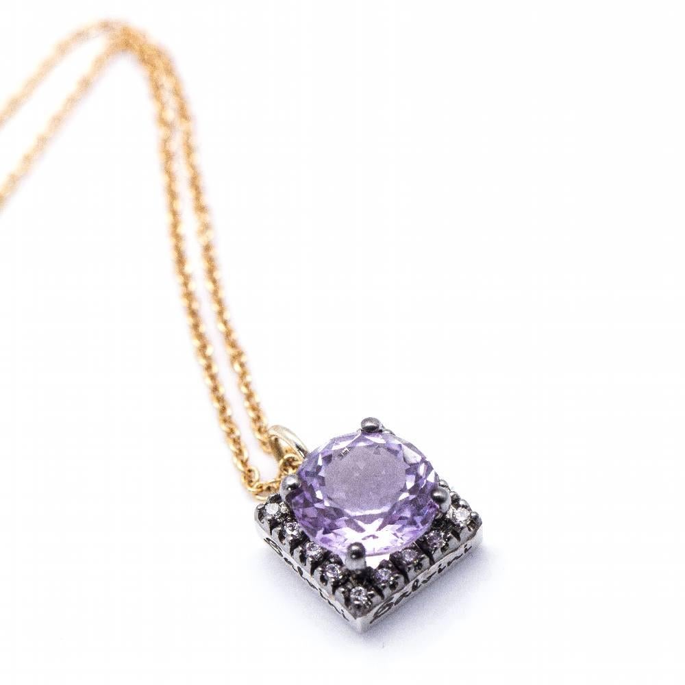 Women's SALVINI Necklace with Amethyst and Bicolour Gold For Sale