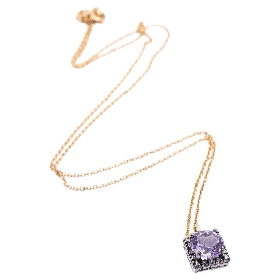 SALVINI Necklace with Amethyst and Bicolour Gold For Sale