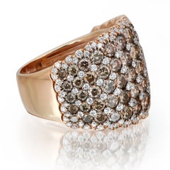 Salvini Pave Set White & Brown Diamond Ladies Cocktail Ring 18K Rose Gold Size 7