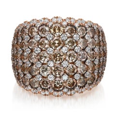 Salvini Pave Set White & Brown Diamond Ladies Cocktail Ring 18K Rose Gold Size 7