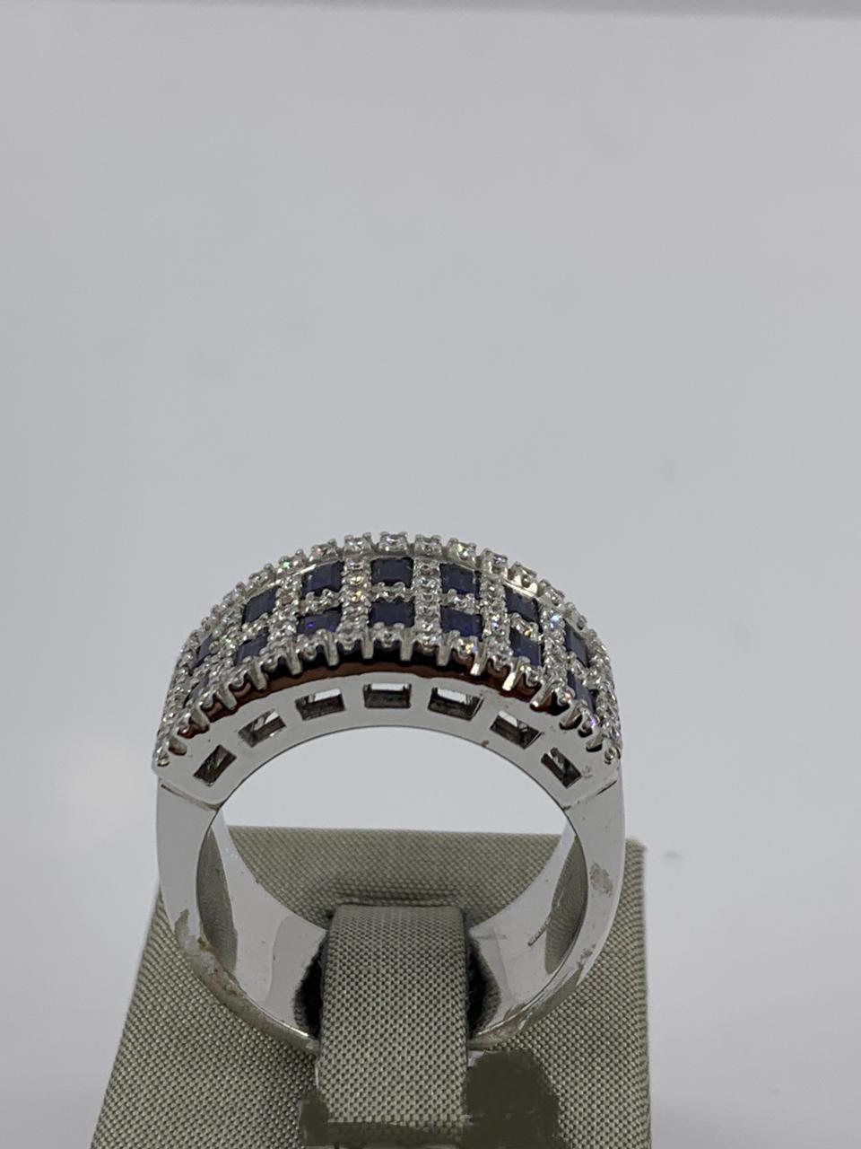 Salvini Ring in 18kt White Gold with Blue Sapphires (2.09 ct) and Diamond (0.56ct) Size 7