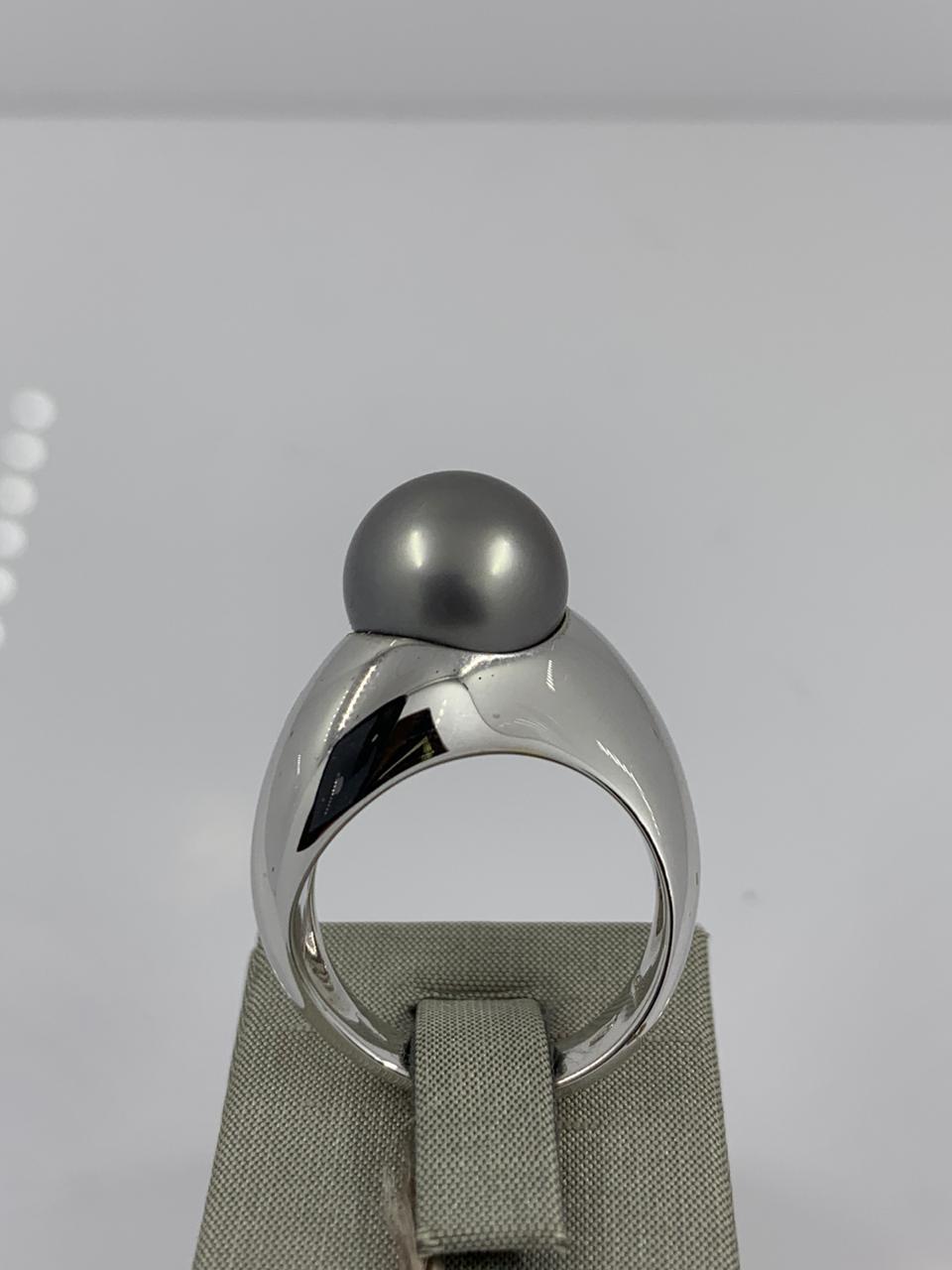 Salvini Ring in 18kt White Gold with Black Pearl size 7