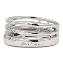 Salvini Round Cut Diamond Band Ring 18K White Gold 0.30Ctw Size 6.75