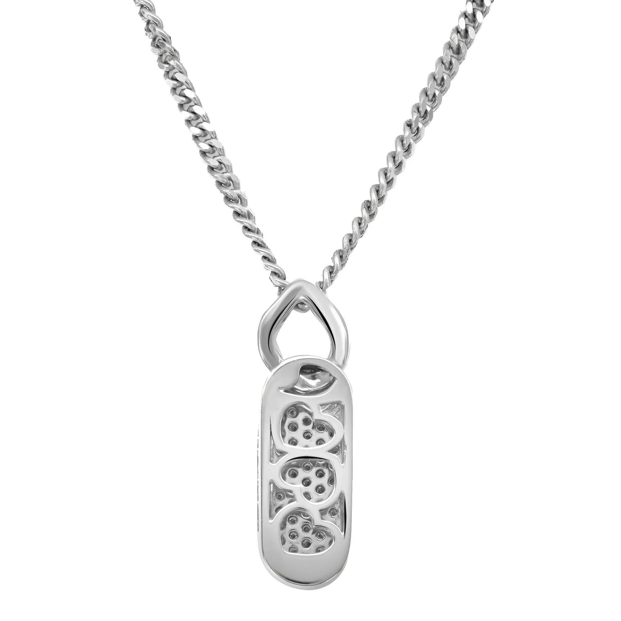 Modern Salvini Round Cut Diamond Bar Pendant Necklace 18K White Gold 0.24Cttw For Sale
